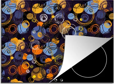 Produktbild von KitchenYeah© Herdabdeckplatte Muster - Abstrakt - Ringe , 71x52cm, Küche Deko, Glaskeramikkochfeld Herdabdeckung, Abdeckplatte fùr Kochfeld