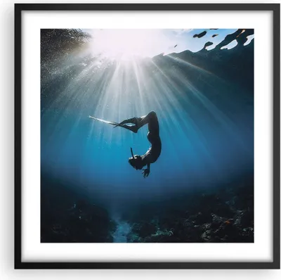 Produktbild von Gerahmtes Poster - Schwarzer Rahmen - Flossen Boden Taucher - 50x50 cm - Wand Bild - Wanddeko - Wandbilder - Kunstposter - Wandposter - Bilderrahmen - Bilder - Kunstdruck - P2BAC50x50-5097