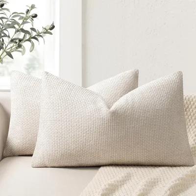 Produktbild von Kissenbezug 30x50 cm 2er Set Chenille Beige Dekokissen Sofakissenbezug