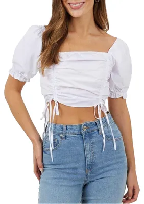 Produktbild von Brave Soul - Kurzes Top für Damen, Puffärmel GT53841 (40 DE) (Weiß)