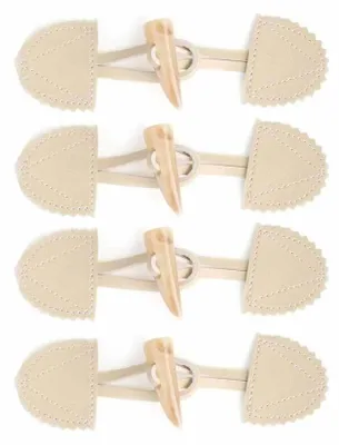 Knebelknöpfe aus Leder, 4 Paar, beige, zum Annähen