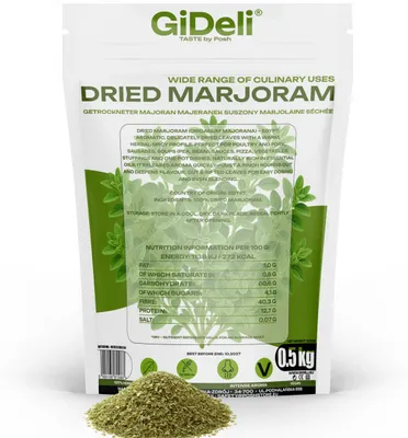 Produktbild von Majoran Gerebelt 500g Getrocknet Blätter intensiv Gewürz Fleisch Suppen GiDeli