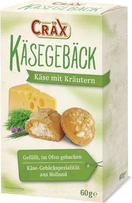 Produktbild von Cräx Käsegebäck Käse mit Kräutern 60g