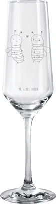 Produktbild von Mr. & Mrs. Panda Glas Biene Verliebt - Transparent - Geschenk, Sektglas mit Gravur, graviert, Trinkglas, Champagnerglas