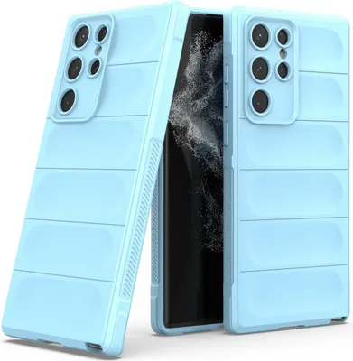 Produktbild von Handy Hülle für Samsung Galaxy S22 Ultra Grip Case Cover Schutzhülle Softgrip Farbe: Hellblau