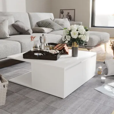 Produktbild von The Living Store Couchtisch Weiß 80x80x31 cm Holzwerkstoff