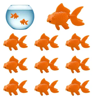 Immagine prodotto di 10 pesci artificiali arancioni in plastica per la decorazione di acquari