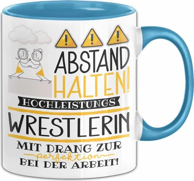 Produktbild von Wrestlerin Tasse Geschenk Lustig Abstand Halten Hochleistungs-Wrestlerin Mit Drang Zur Perfektion Bei Der Arbeit (Blau)