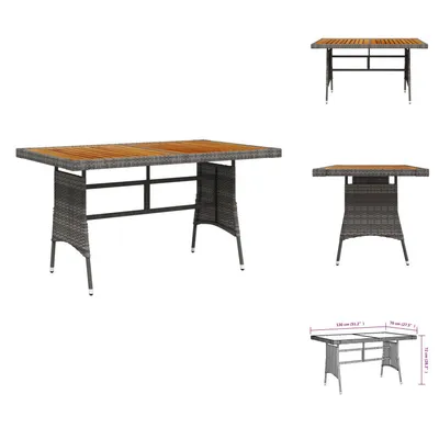 Image de vidaXL Table de jardin Gris 130x70x72 cm Poly Rotin & Bois Massif Acacia - Tables de jardin