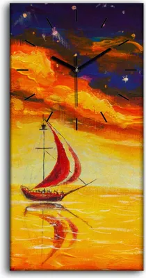 Produktbild von Dekor Leinwand Uhr Wandbilder 30x60 Laternenfeuer auf der Brücke Schiff - schwarze Hände