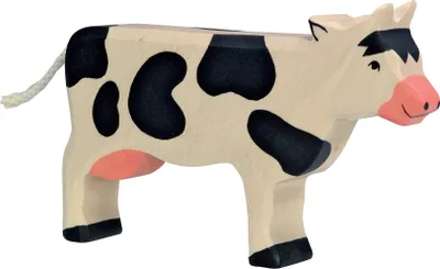 Produktbild von Holztiger Bauernhof Holztiere Holzspielzeug Spielfiguren ökologisches Spielzeug Kuh schwarz