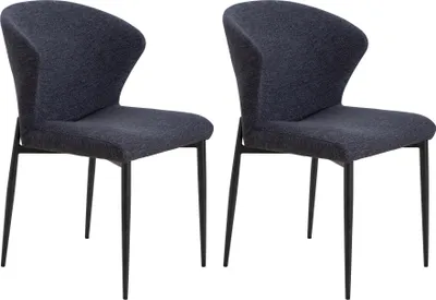 Produktbild von SalesFever 2er Set Esszimmerstühle | Bezug in strukturierter Baumwolloptik | 4-Fuß-Gestell Metall | B 47 x T 58 x H 82 cm | anthrazit – schwarz