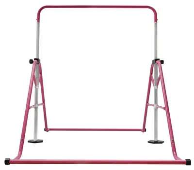 Obrázek produktu pro Dětská gymnastická hrazda - Hrazda s nastavitelnou výškou - Výška 115–155 cm - Maximální nosnost 80 kg - Ocel - Růžová