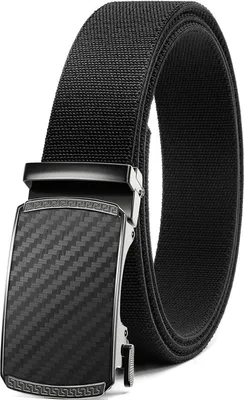 Produktbild von Automatik Gürtel Herren, Elastischer Stoffgürtel ohne Löcher, 35mm Stretch Arbeitsgürtel, Schwarz, Taille 80-95cm