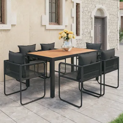 Image de Maison Exclusive - Ensemble de salon de jardin 7 pièces en rotin PVC noir et marron