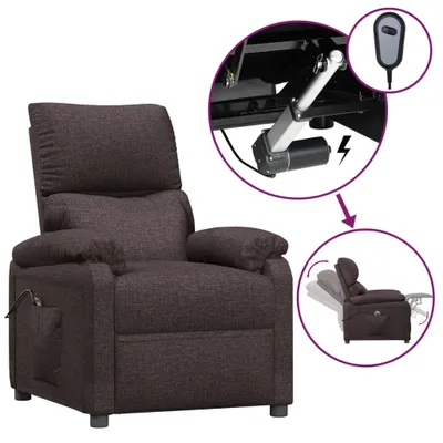 Image de vidaXL Fauteuil relax électrique brun foncé Tissu