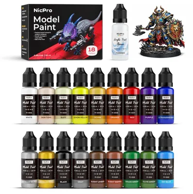Productafbeelding van Acrylverf set - Modelbouw verf - Modelverf - 18 kleuren - 20 ml - Mat - Met verdunner