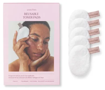 Produktbild von Waschies Toner Pads – 5er-Set Weiß – waschbar, wiederverwendbar & nachhaltig - sanft & hypoallergen - geeignet für alle Hauttypen – Alternative zu Einweg-Wattepads