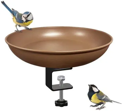 Obrázok produktu pre Ibenzoa® Vogelbad – priemer 24 cm, hĺbka 4 cm, oceľová miska s nastaviteľným držiakom, vhodná na balkón a záhradu, odolná voči mrazu, nerezová, ľahko sa čistí