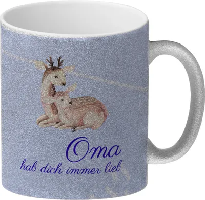 Produktbild von Oma hab dich immer lieb Glitzer-Kaffeebecher Besonders geeignet als Geschenk