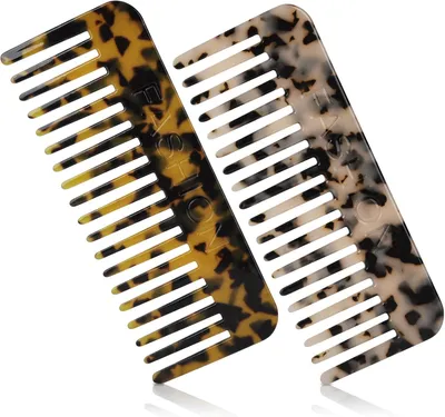 Imagen del producto de Juego de dos peines de dientes anchos, antistáticos, para cabello rizado y húmedo