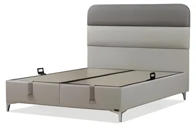 Produktbild von Weißes modernes Bett aus Textil und Holz