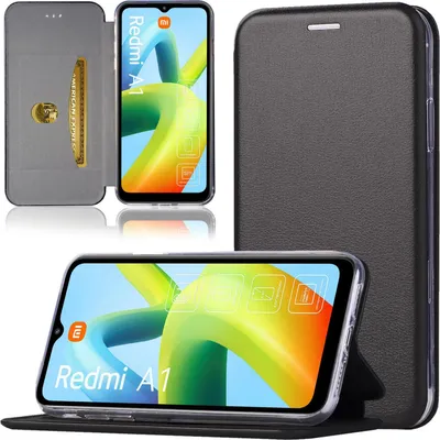 Produktbild von Handy Schutz Hülle für Xiaomi Redmi A1 Handytasche mit Magnetdeckel Kartenfach und Standfunktion Klapphülle Schwarz