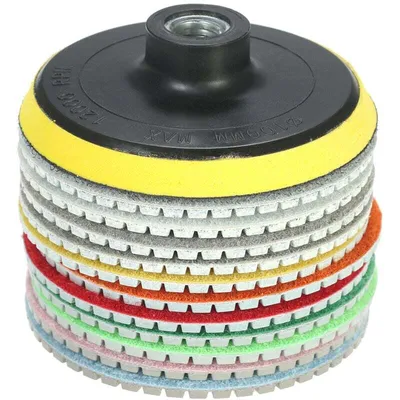 Produktbild von 12 Sätze Diamant-Schleifpads 4 Zoll (jeweils 2 Stück für Körnung 30/50 +100/200/400/800/1500/3000/6000 Körnung je 1 Stück + 1 Schleifscheibe)