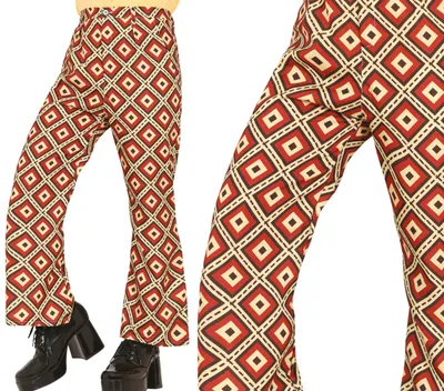 Immagine prodotto di Pantaloni carnevale anni '70 modello retrò abbigliamento da festa vintage costume da uomo, taglia: 52 - 54 (L) colore: multicolore