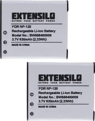 Produktbild von EXTENSILO 2x Akku Ersatz für Casio NP-120DBA, NP-120 für Kamera (630 mAh, 3,7 V, Li-Ion)