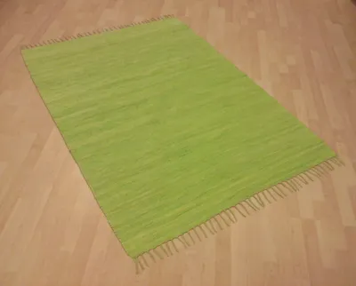 Produktbild von Teppich Fleckerl Fleckerlteppich Handwebteppich UNI Baumwolle Handweb Waschbar Farbe: Grün Größe: ca. 80x150 cm