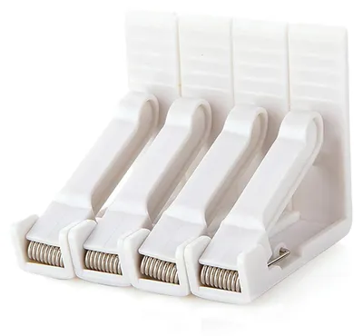 Productafbeelding van TRANKIELO® - Set van 4 witte tafelkleedklemmen – Verstelbaar tot 4,5 cm – Lichtgewicht en roestbestendig