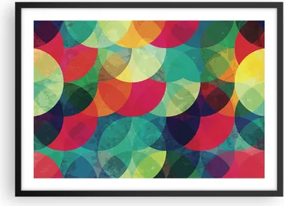 Produktbild von Gerahmtes Poster - Schwarzer Rahmen - Farben Räder Abstraktion - 70x50 cm - Wand Bild - Wanddeko - Wandbilder - Kunstposter - Wandposter - Bilderrahmen - Bilder - Kunstdruck - P2BAA70x50-4701