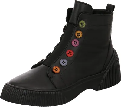 Produktbild von Gemini Damen Stiefelette Boot bunte Knöpfe Stretcheinsatz coole Sohle 033100-02, Größe:38 EU, Farbe:Schwarz