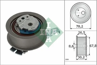 Produktbild von INA 531 0962 10 Spannrolle Zahnriemen Ø67,8mm für VW Passat Variant (3G5, CB5) T-Roc (A11) Touran (5T1) Golf VIII Schrägheck (CD1) TIGUAN (AD1)