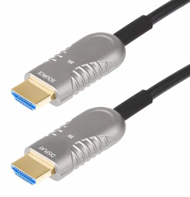 Produktbild von StarTech.com 15,2m HDMI 2.1 Hybrid Aktives Optisches Kabel (AOC), CMP Plenum, 8K 60Hz, 48Gbps, es Ultra High Speed HDMI 2.1 und 2.0 Kabel, 15,2 m, HDMI Typ A (Standard), HDMI Typ A (Standard), 48 Gbit/s, Audio Return Channel (ARC), Schwarz, Silber