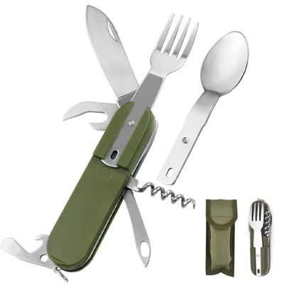 Productafbeelding van Campingbestekset 7-in-1 – Opvouwbaar buitenbestek
