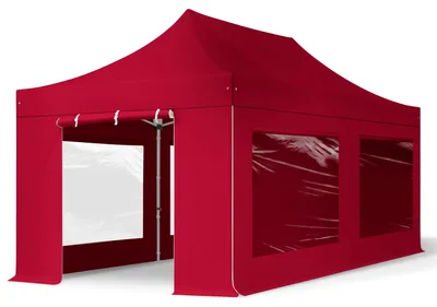 Image de TOOLPORT 3x6 m Tonnelle pliante Alu, PES 800, côtés panoramiques, rouge