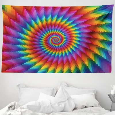 Produktbild von ABAKUHAUS trippy Wandteppich, Vibrierende Regenbogen-Spirale aus Weiches Mikrofaser Stoff Waschbar ohne Verblassen Digitaldruck, 230 x 140 cm, Mehrfarbig