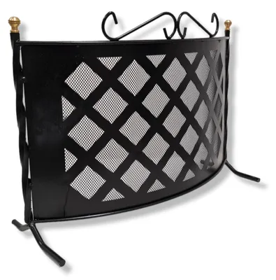 Obrázok produktu pre Veľký pevný zakrivený krbový kryt z lakovaného kovaného železa, rozmery 70 x 55 cm, odolný a elegantný