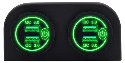 Produktbild von ProRide 12V USB-Steckdose 4 Ports mit Schalter QC3.0, Grün, Auto/Boot