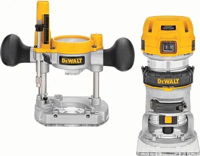 Produktbild von DeWALT D26204K-QS Multifunktions-Fräse Tauchfräse Kantenfräse 900 Watt - Set inkl. 2 x Parallelanschlag + 2 x Absaugadapter + Spannzange u. v. mehr