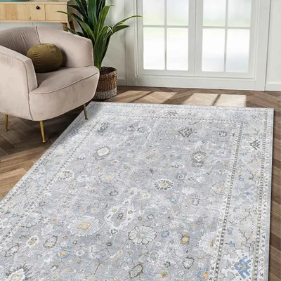 Produktbild von Saint Bedruckter Teppich Chenille-Druck Maschinell Hergestellt 120x180 cm, Waschbarer Teppich Wohnzimmer, Vintage Teppich Schlafzimmer, Antibakterie