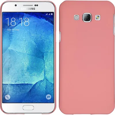 Produktbild von PhoneNatic Case kompatibel mit Samsung Galaxy A8 (2015) - Hülle rosa gummiert Hard-case + 2 Schutzfolien