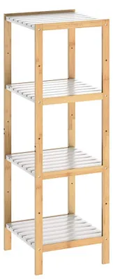 Productafbeelding van Badkamerrek - Bamboe - 4 planken - Wit - 110 x 33 x 34 cm