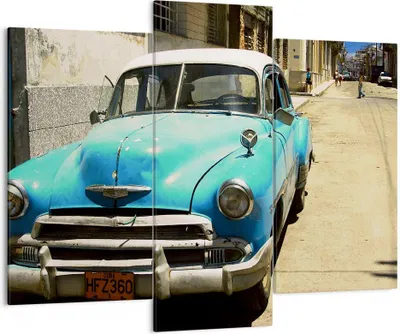 Produktbild von Bild auf Leinwand - Leinwandbild - Auto Klassiker Kuba Havanna - 130x100cm - Wand Bild - Wanddeko - Leinwanddruck - Bilder - Kunstdruck - Wanddekoration - Leinwand bilder - Wandkunst - CB130x100-1401