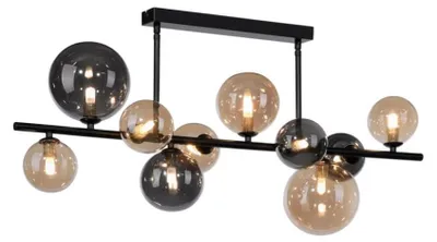 Immagine prodotto di Lampada da soffitto a LED POPSICLE di Paul Neuhaus, nera, a 10 luci, vetro fumé, attacchi G9 sostituibili; per soggiorno, sala da pranzo, cucina, corridoio, ufficio