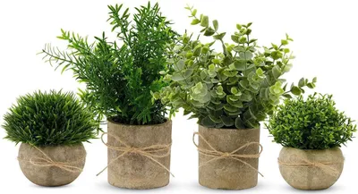 Produktbild von Künstliche Pflanzen Eukalyptus Plastik 4 Stück Schlafzimmer Bad Küche Deko