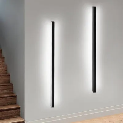 Produktbild von ZMH LED Wandleuchte Innen Wandlampe Schwarz - 100CM 2er Wandbeleuchtung Wohnzimmer Modern Flurlampe Wand 32W Schlafzimmerlampe Metall Treppenhaus Beleuchtung Kaltweiß für Flur Wohnzimmer Küche Hotel