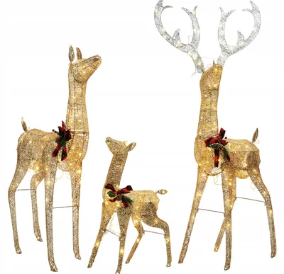 Immagine prodotto di 3 pezzi famiglia renna figura di Natale decorazione di Natale bianco caldo LED figure all'aperto